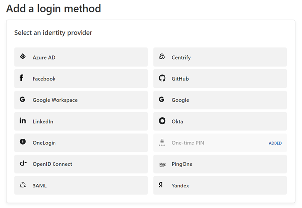 Cloudflare で現在対応している Identity Provider