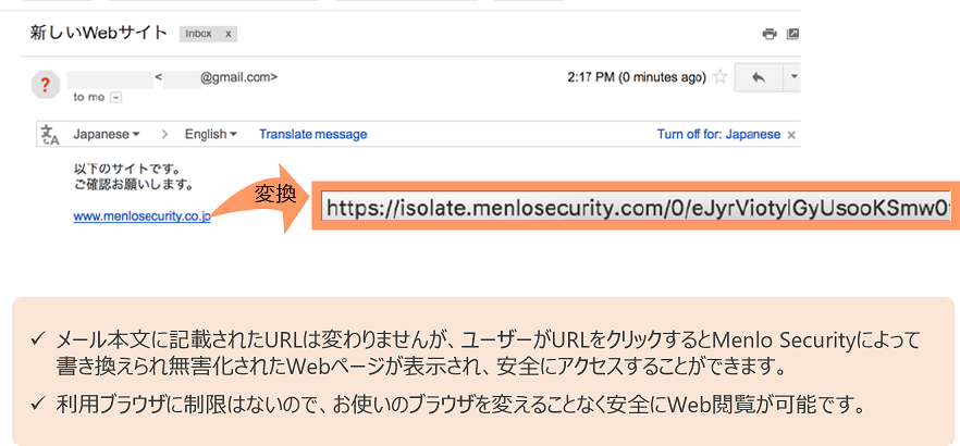 Menlo Securityの特長2:ユーザーに判断させないことで、リスクを削減